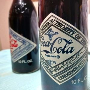 Both Cola 75th Anniversary Coke Bottle 1974 Chattanooga 7.5" White Label Vintage